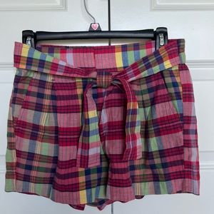 J. Crew Pink Plaid Paper Bag Gingham Shorts Size 00